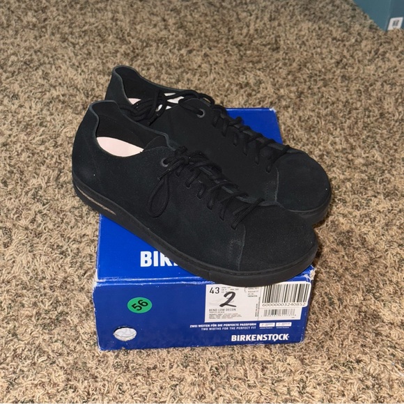 BIRKENSTOCK Bend Low Decon Leather Suede Sneakers Triples Black Size 43 Mens 10 - Picture 1 of 5